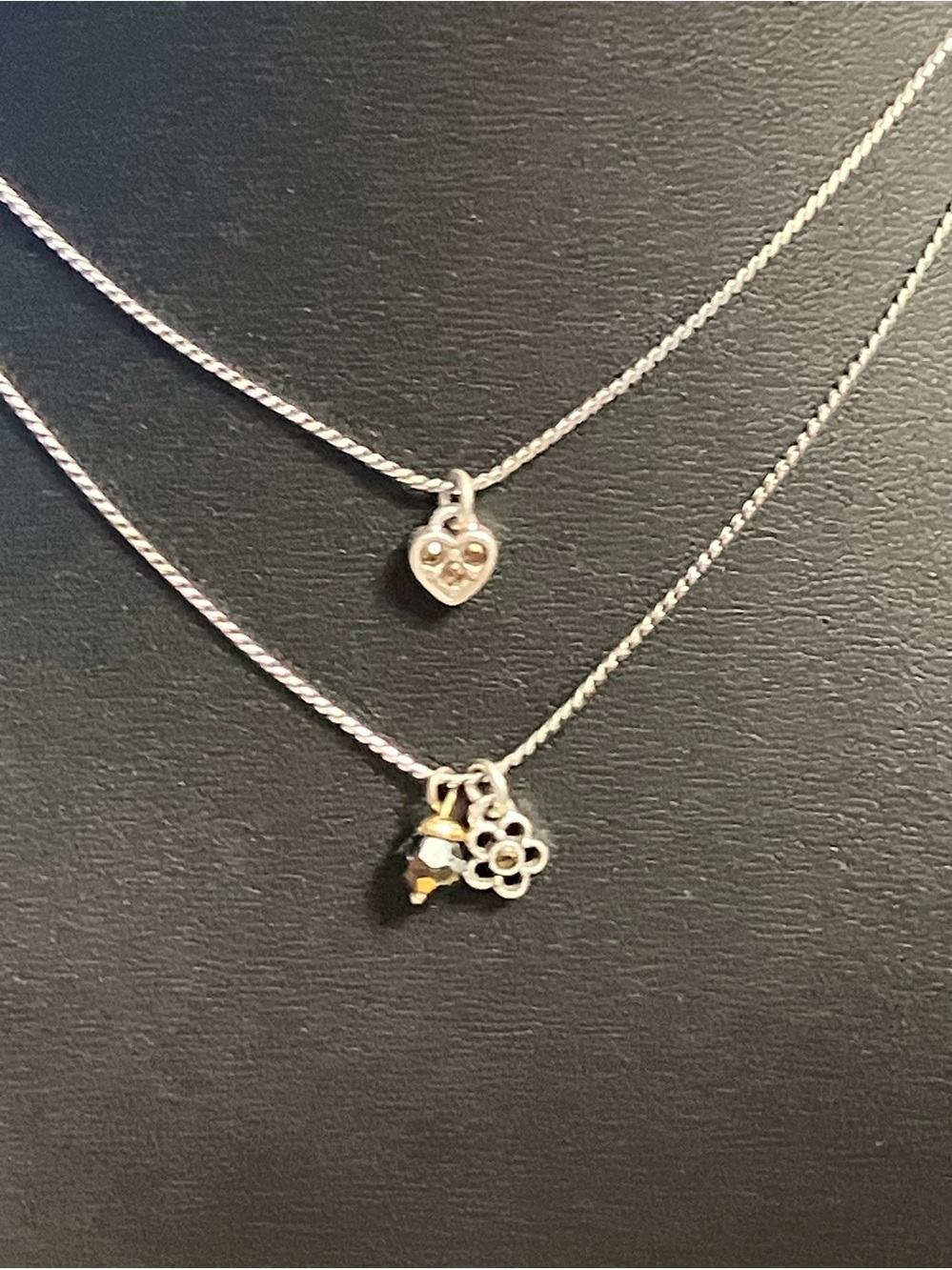 🌸Brighton ‘First Love’ Delicate Silver Heart & Flower Layered Necklace